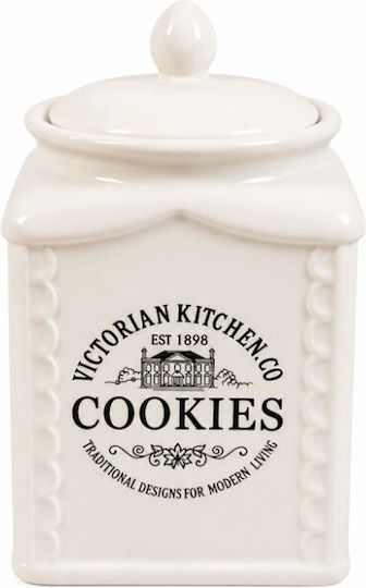 Ceramic White Biscuit Jar Country White Storage Jar with Lid 10x17cm Galifas 7127475 Galifas