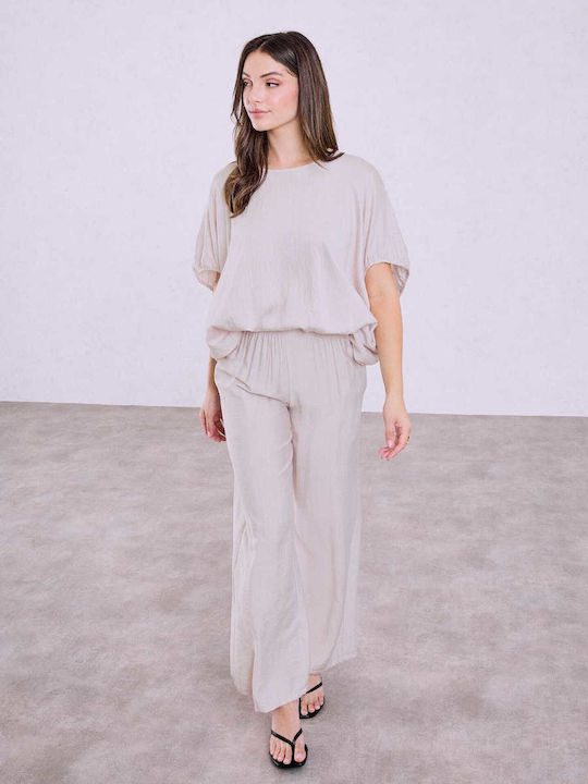 Celestino Damenhose Viskose Loose Fit Beige