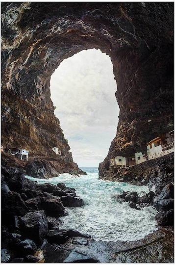 iLovePrints Sea Cave Rocky Shore Gemälde Mit LED-Beleuchtung 70x100