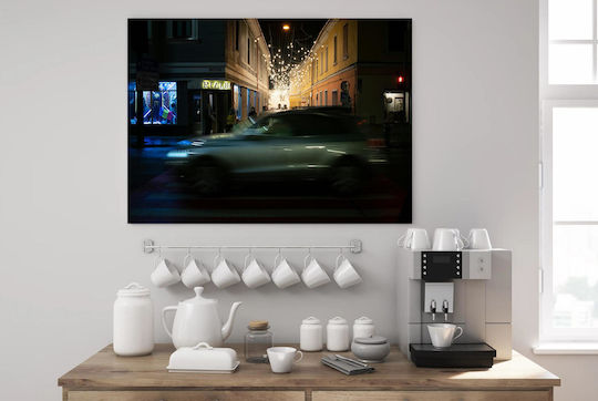 Painting Night Street Scene Lights Car Night Street Scene Lights Car 65x40