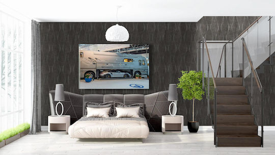 Luxury Motorhome With Sports Car Πολυτελές Αυτοκινούμενο Με Σπορ Αυτοκίνητο 1 σε Καμβά
