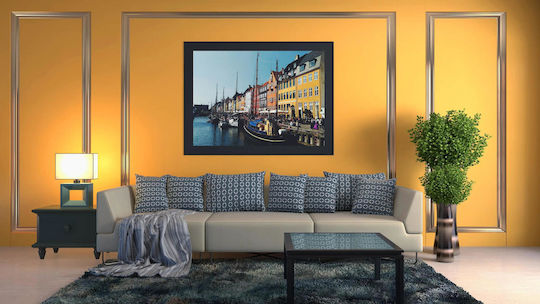 iLovePrints Gemälde Bunte Waterfront Gebäude 120x80