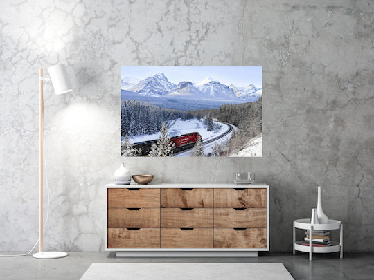Painting Train In Snowy Mountain Landscape Train In Snowy Mountain Landscape 150x100
