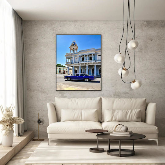 Painting Classic Car In Front Historical Building Classic Car Front Historical Building 40x65