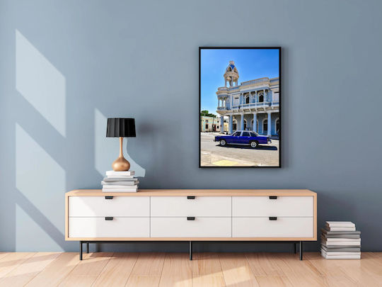 Painting Classic Car In Front Historical Building Classic Car Front Historical Building 40x65