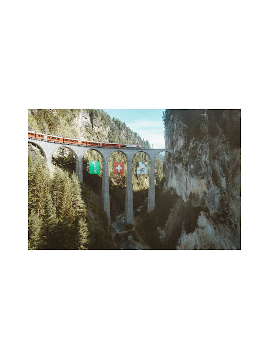 Painting Train On Viaduct In Alpine Landscape Train On Viaduct Alpine Landscape 150x100