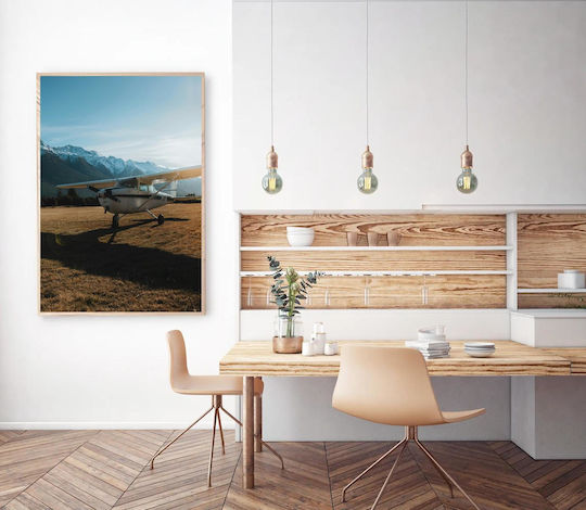 iLovePrints Gemälde Flugzeug In Berglandschaft 100x150
