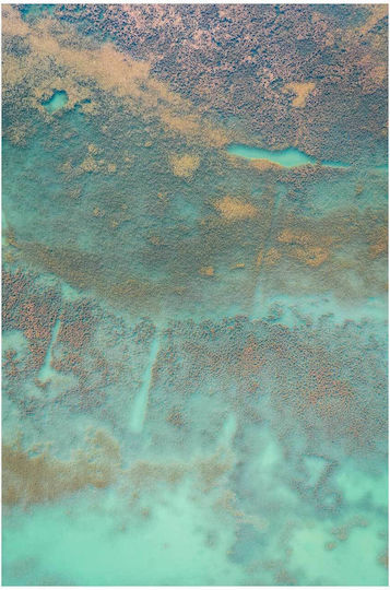 Painting Aerial View Turquoise Water Sandy Patches Aerial View Of Turquoise Water Sandy Patches 40x50