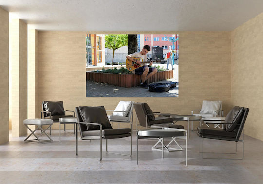 iLovePrints Gemälde Straßenmusiker Spielt Gitarre 100x70