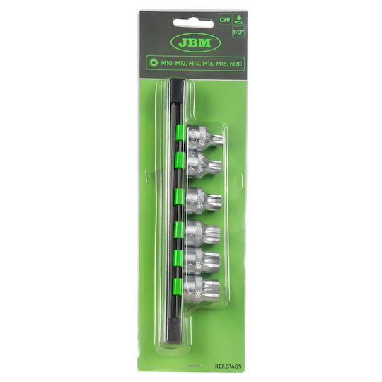 JBM Битови ключове с Сплайн и Квадратно Гнездо 1/2'' Комплект 6бр
