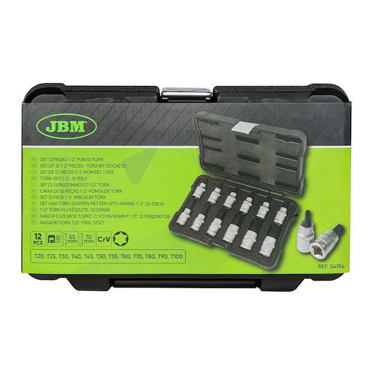 Jbm Κασετινα Καρυδακια 1/2" Torx Κοντη Μυτη 12 Τεμ 54154
