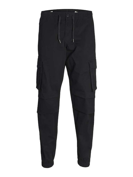 Trousers Cargo Elastic in Loose Fit Black
