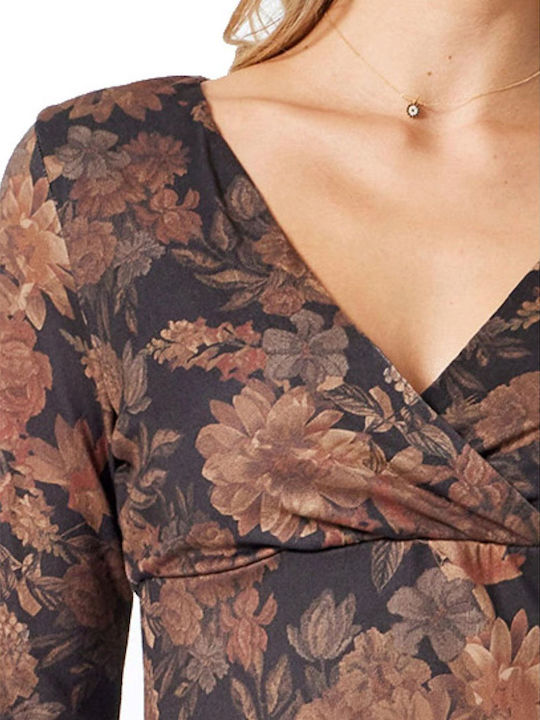 Mini Knitted Wrap Floral Dress