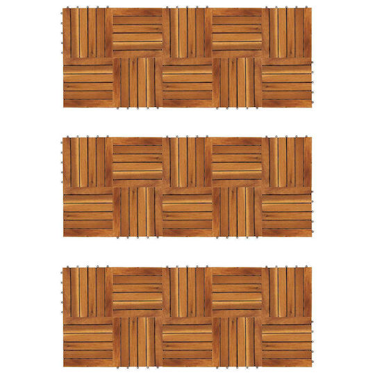 vidaXL Wood Garden Flooring Material 30x30cm 30 Pieces