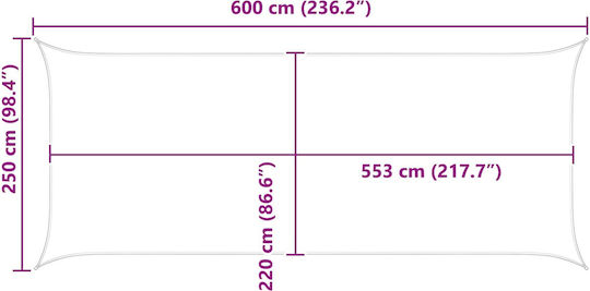 vidaXL Ορθογώνιο Πανί Σκίασης Μαύρο 2.5x6m