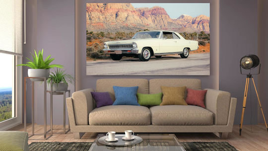 Painting Vintage Car In Desert Landscape Vintage Car In Desert Landscape 65x40