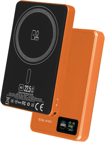 Blavec BJ-03 Тънка Външна Батерия MagSafe 10000mAh 22.5W Power Delivery Оранжева
