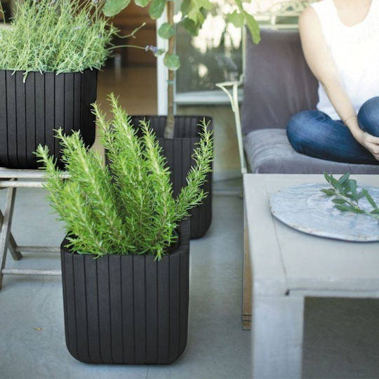 Flower Pot Cube Planter M Brown