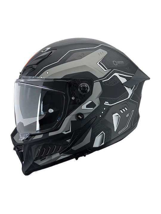 XVX Vader RS-400 Matt Berserck Silver Motorcycle Helmet Full Face ECE 22.06 with Sun Visor