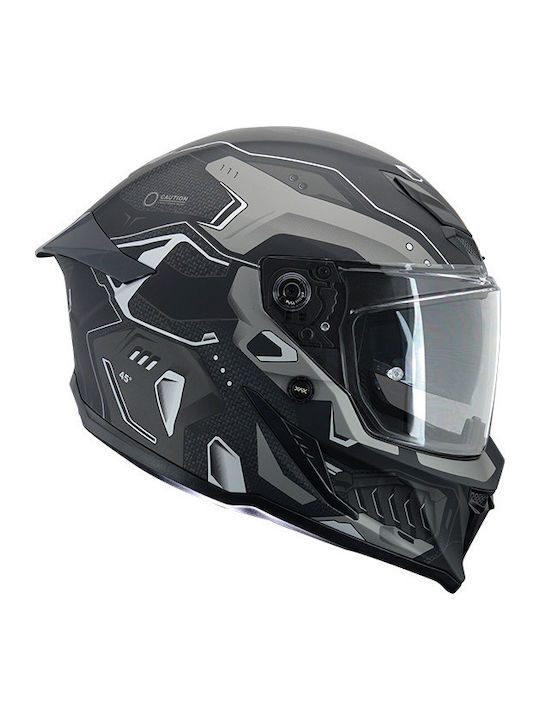 XVX Vader RS-400 Matt Berserck Silver Motorcycle Helmet Full Face ECE 22.06 with Sun Visor