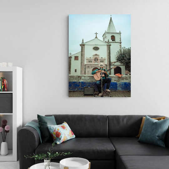 Painting Street Musician In Front Of Church Musician Of The Street In Front Of Church 100x150
