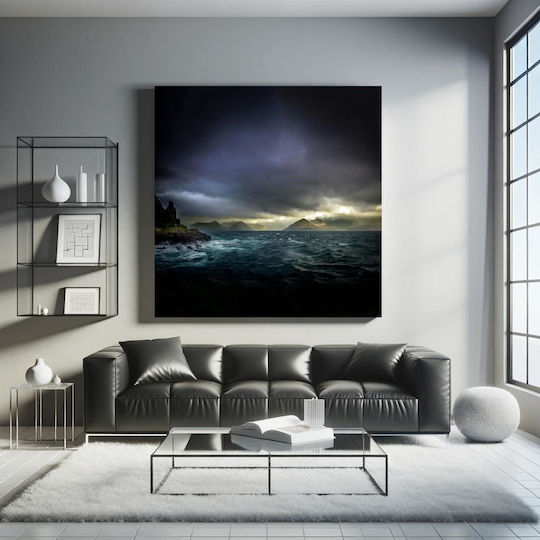 Πίνακας Stormy Sea Mountains Θυελλώδης Θάλασσα Βουνά 120x120