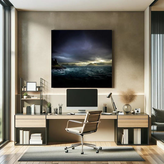 Πίνακας Stormy Sea Mountains Θυελλώδης Θάλασσα Βουνά 120x120
