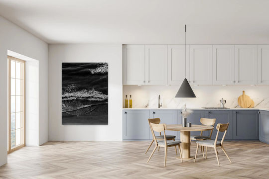 iLovePrints Gemälde Black White Waves Asprómoura Kýmata 70x100