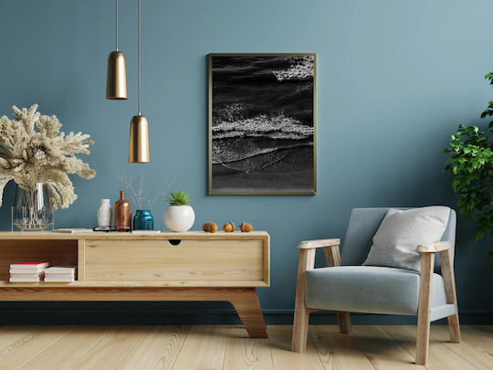 iLovePrints Gemälde Black White Waves Asprómoura Kýmata 70x100