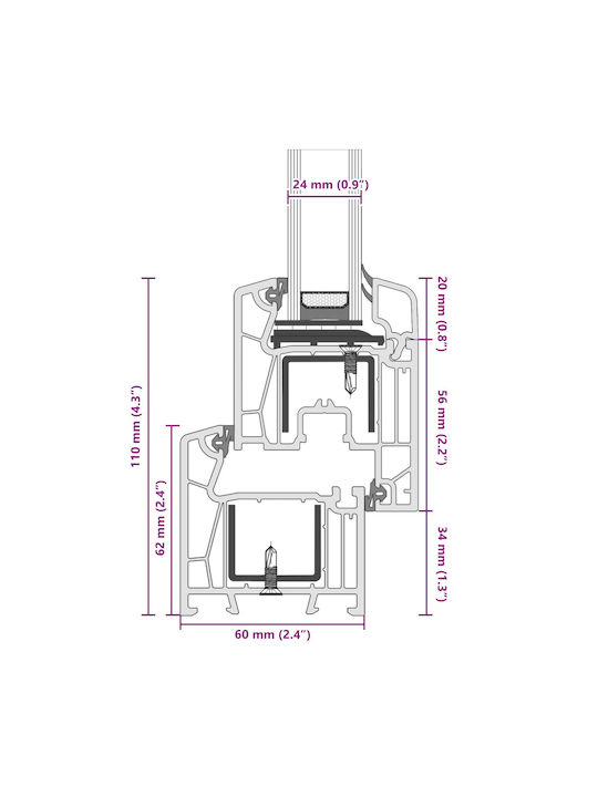 vidaXL Hinged Window PVC W90xH40cm