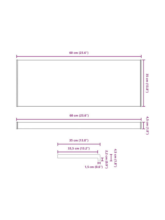 vidaXL Holzfensterbank P60xH35cm