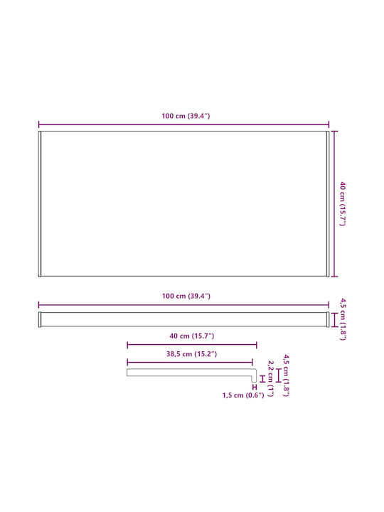 vidaXL Wooden Window Sill W100xH40cm