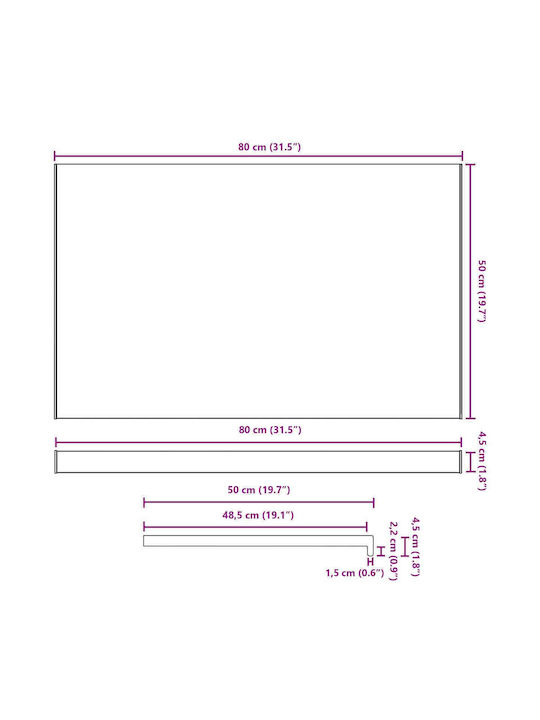 vidaXL Wooden Window Sill W80xH50cm