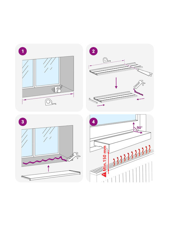 vidaXL Window Sill PVC W100xH20cm