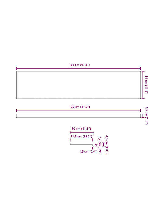 vidaXL Wooden Window Sill W120xH30cm