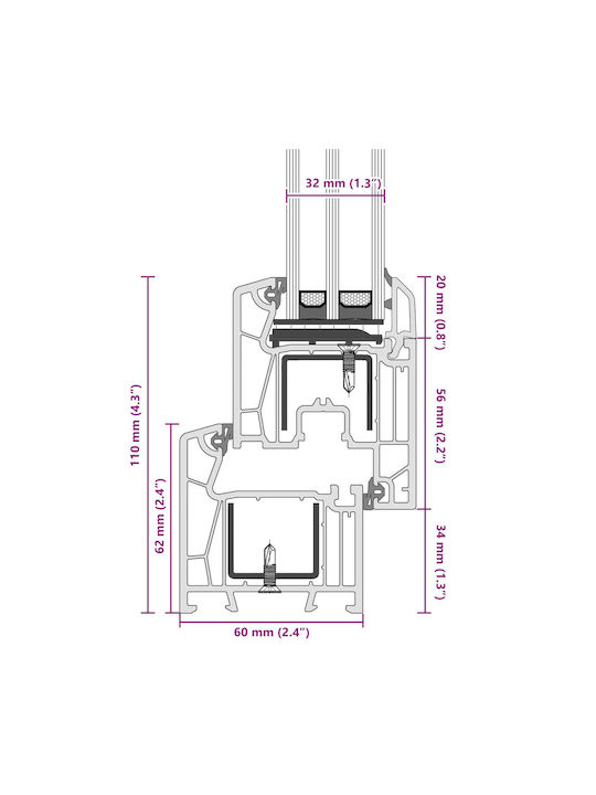 vidaXL Hinged PVC Window W80xH40cm