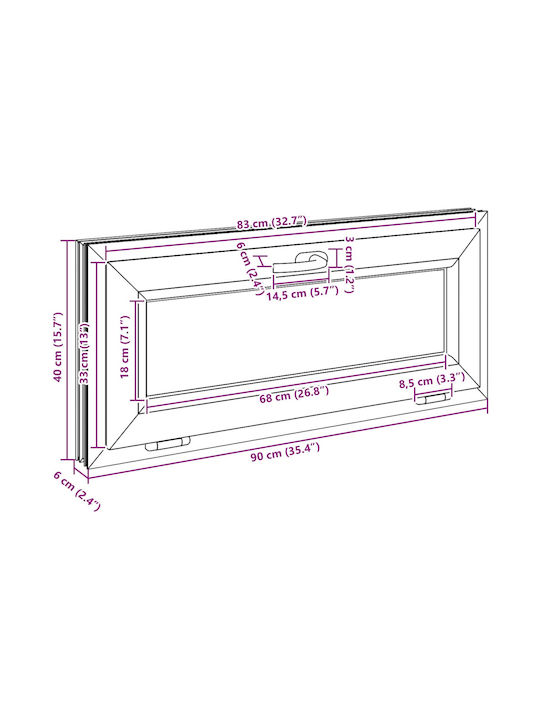 vidaXL Hinged PVC Window W90xH40cm
