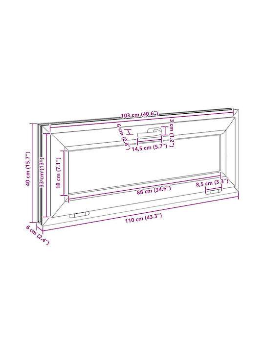 vidaXL Hinged PVC Window W110xH40cm