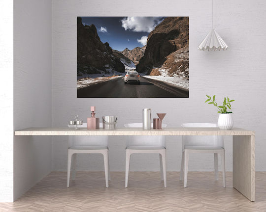 Painting Car Driving Through Mountain Pass Driving Car Through Mountain Pass 65x40