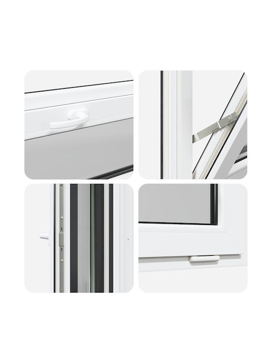 vidaXL Hinged PVC Window W60xH40cm