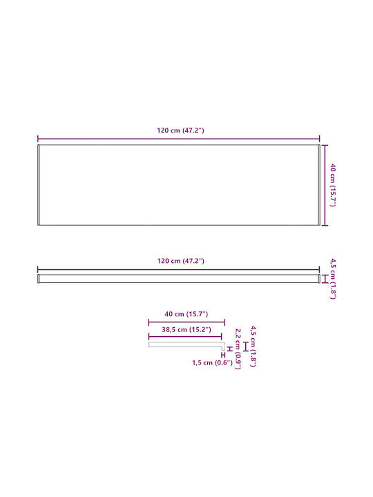 vidaXL Περβάζι Παράθυρου PVC Π120xΥ40cm