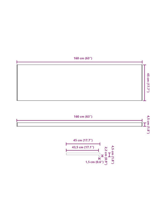 vidaXL Wooden Window Sill W160xH45cm