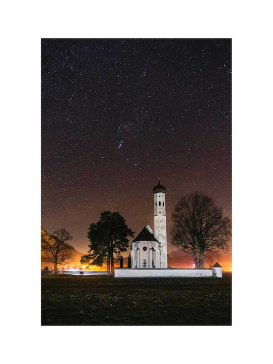 iLovePrints Gemälde Kirche Unter Sternen Kirche Kacheln 70x100