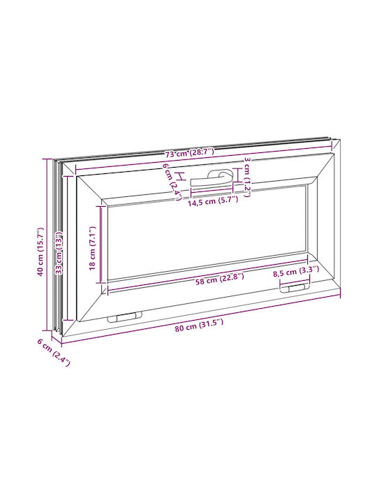 vidaXL Hinged PVC Window W80xH40cm