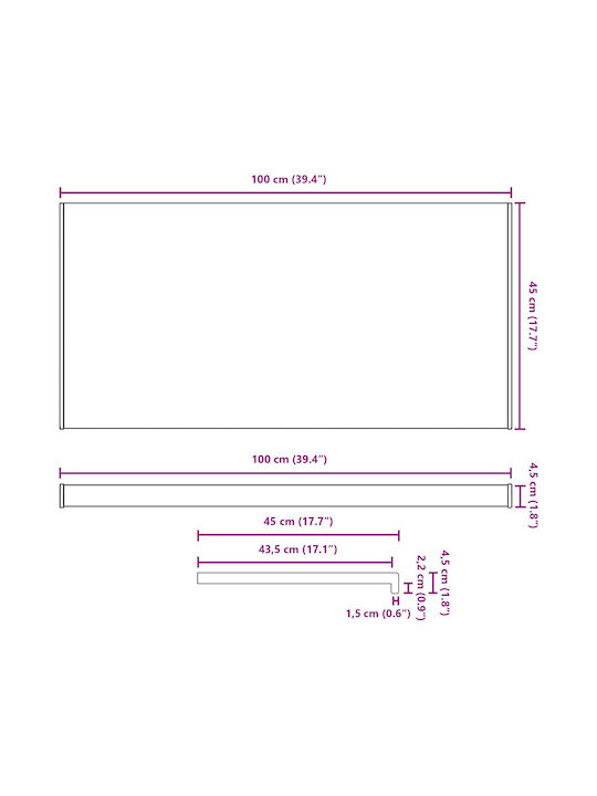 vidaXL Wooden Window Sill W100xH45cm