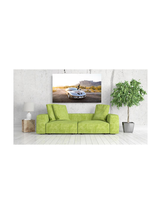 Painting Man Sports Car At Sunset In Desert 90x60