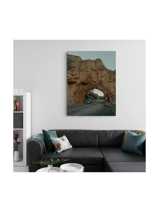 Панел Car Through Rock Arch Автомобил Вътре В Каменна Арка 40x65