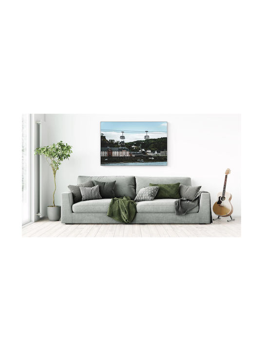 iLovePrints Kabelbahn Über Historische Stadt Gemälde 90x60