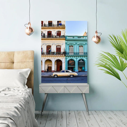 Colorful Vintage Buildings With Classic Car Πολύχρωμα Vintage Κτίρια Με Κλασικό Αυτοκίνητο