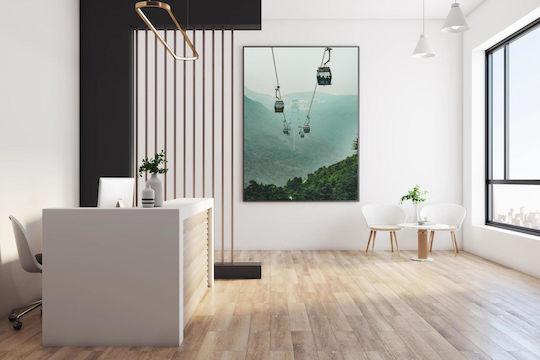 Πίνακας Cable Cars In Misty Mountains Τελεφερίκ Στα Ομιχλώδη Βουνά 40x65
